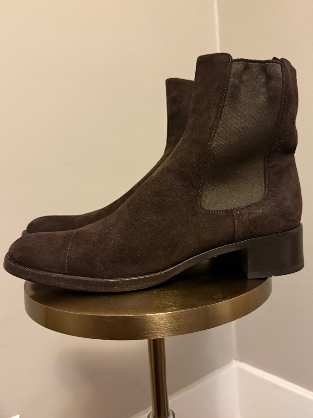 Jil Sander Brown Suede Cap Toe Chelsea Ankle Boots EU 40.5 Made in Italy
